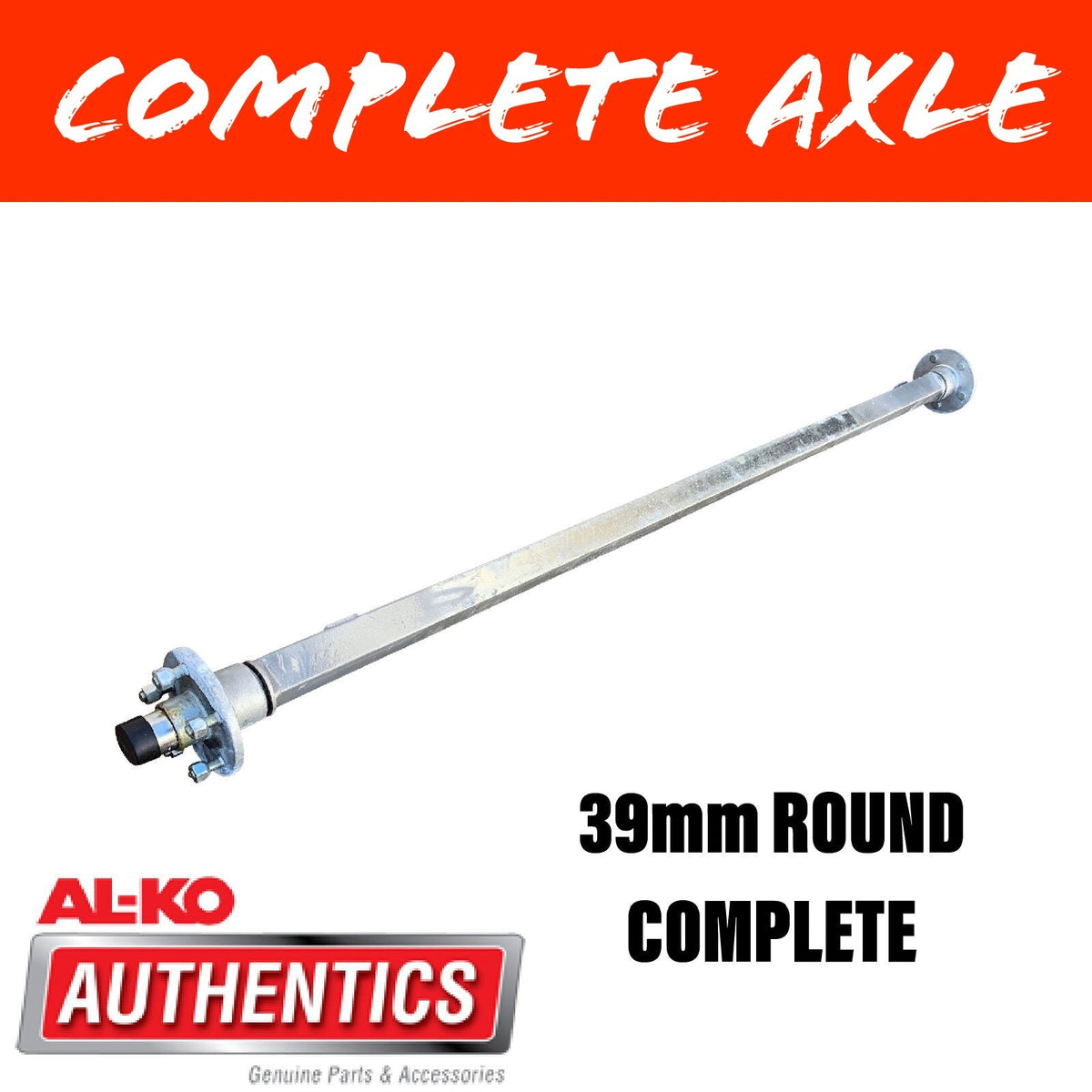 39MM ROUND GALVANISED AXLES UNBRAKED COMPLETE – R&M Trailer Spares