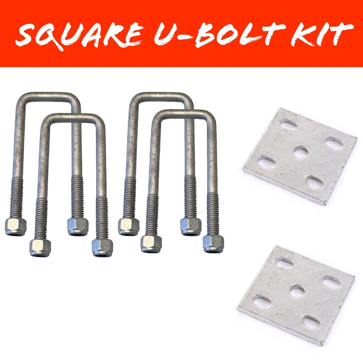 14" Square U-Bolt Kit With 1/2" X 4-1/4" Tie Bars & Hardware, 5/8