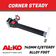 Load image into Gallery viewer, AL-KO 740mm Drop-Down Corner Steady – Black E-Coat with Aluminium Foot