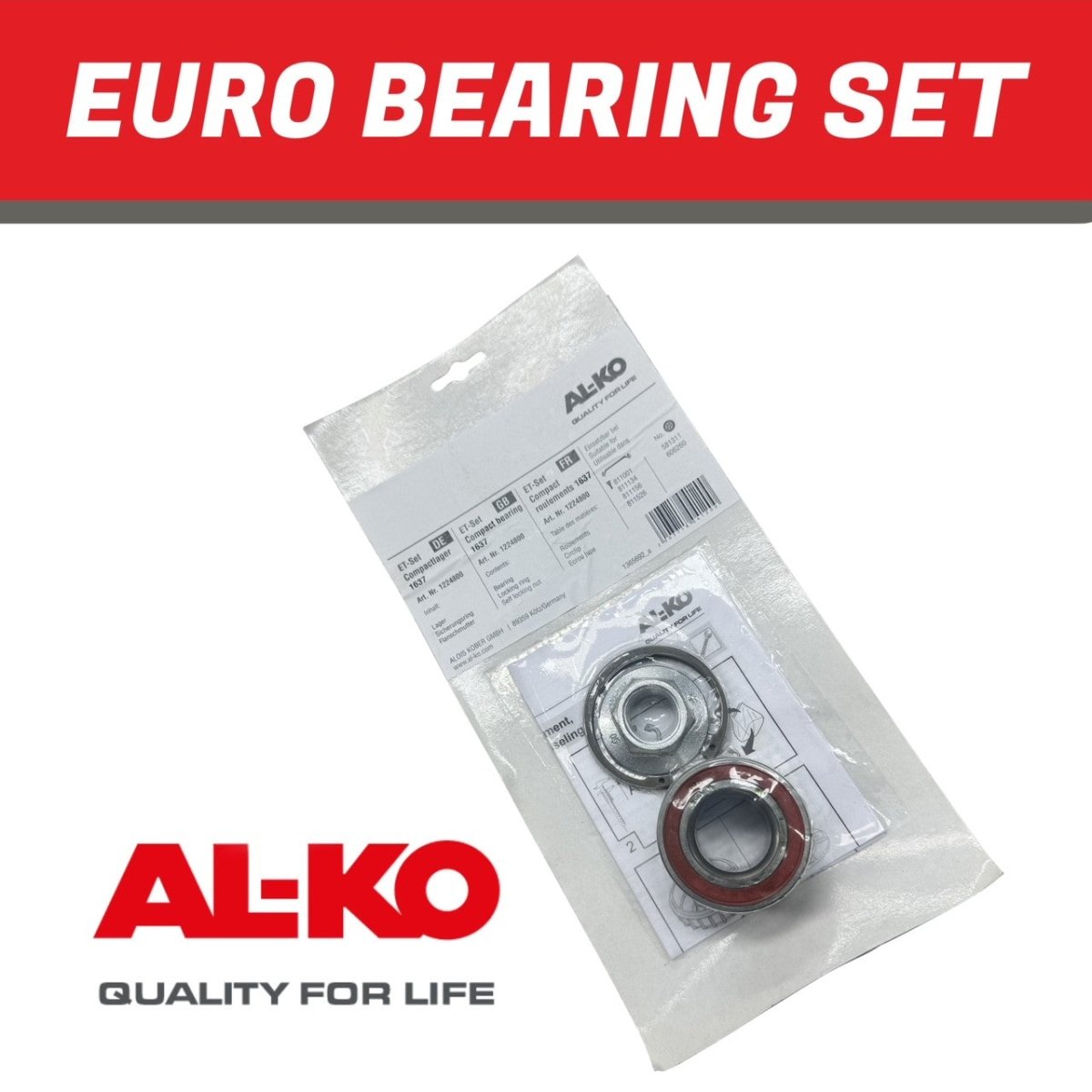 AL - KO 1637 Euro Bearing Kit - R&M Trailer Spares91224800