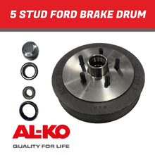 Load image into Gallery viewer, AL - KO S/L Hub Drum 5 Stud Ford with Jap Bearings - R&amp;M Trailer Spares438011J