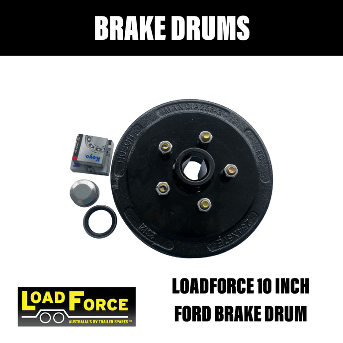 LoadForce Hub Drum 10 x 2.25inch Ford 5 stud with SL (Ford) bearings - R&M Trailer SparesHD10x2FD
