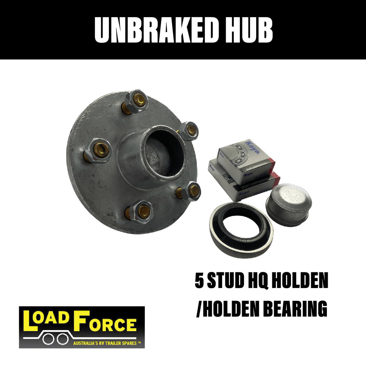 LoadForce Lazy Hub Assy Galvanised HQ Stud LM Japan Bearing - R&M Trailer SparesHQ150G