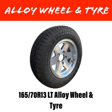 Load image into Gallery viewer, 13 INCH ALLOY WHEEL AND TYRE (MULTIPLE SIZES) - R&amp;M Trailer Spares155WTHTA