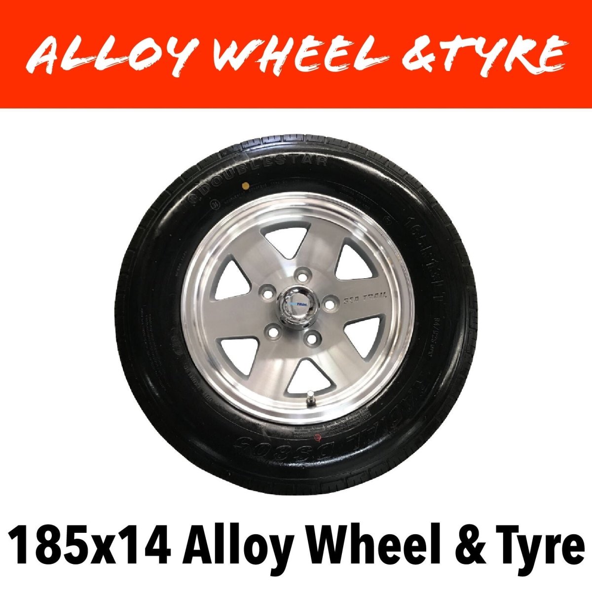 14 INCH ALLOY WHEEL AND LT TYRE (Multiple Sizes) - R&M Trailer Spares14WTA - 1