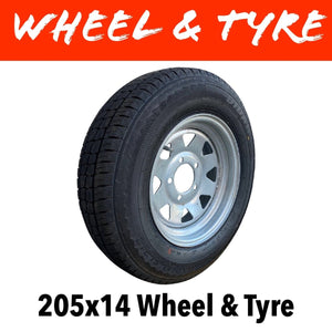 14 INCH GALVANISED WHEEL AND LT TYRE (MULTIPLE SIZES) - R&M Trailer Spares14WT - 1