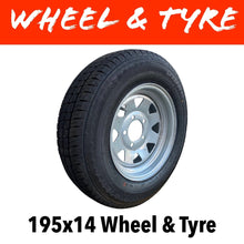Load image into Gallery viewer, 14 INCH GALVANISED WHEEL AND LT TYRE (MULTIPLE SIZES) - R&amp;M Trailer Spares14WT - 1