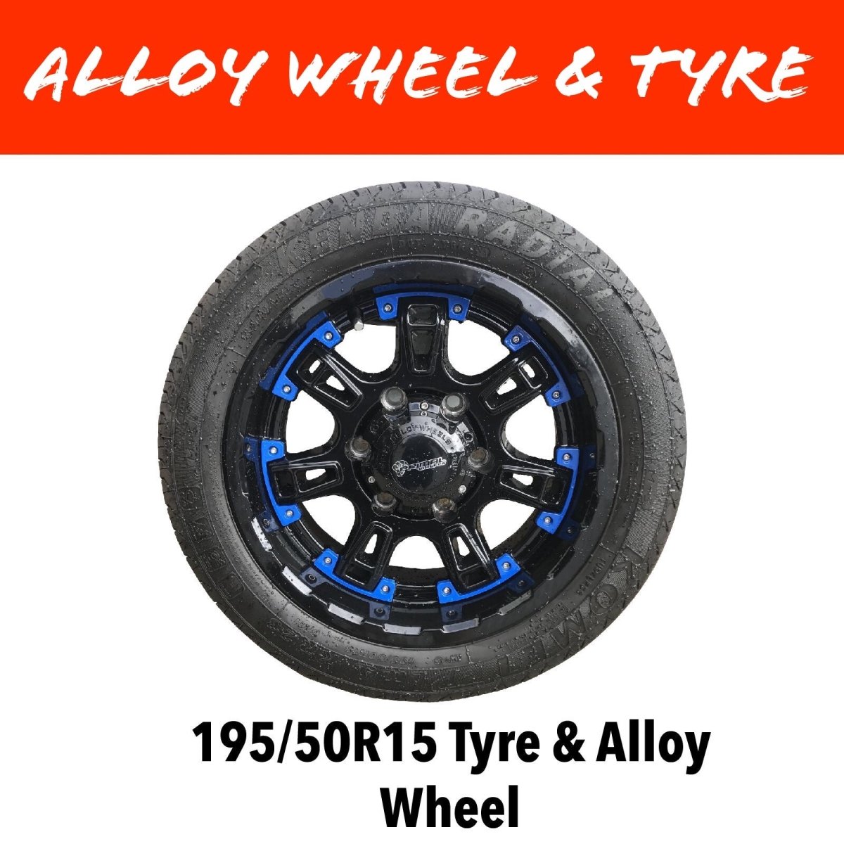 15 INCH ALLOY WHEEL AND 195/50R15 TYRE - R&M Trailer Spares195X15PAW