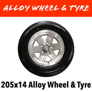 14 INCH ALLOY WHEEL AND LT TYRE (Multiple Sizes)