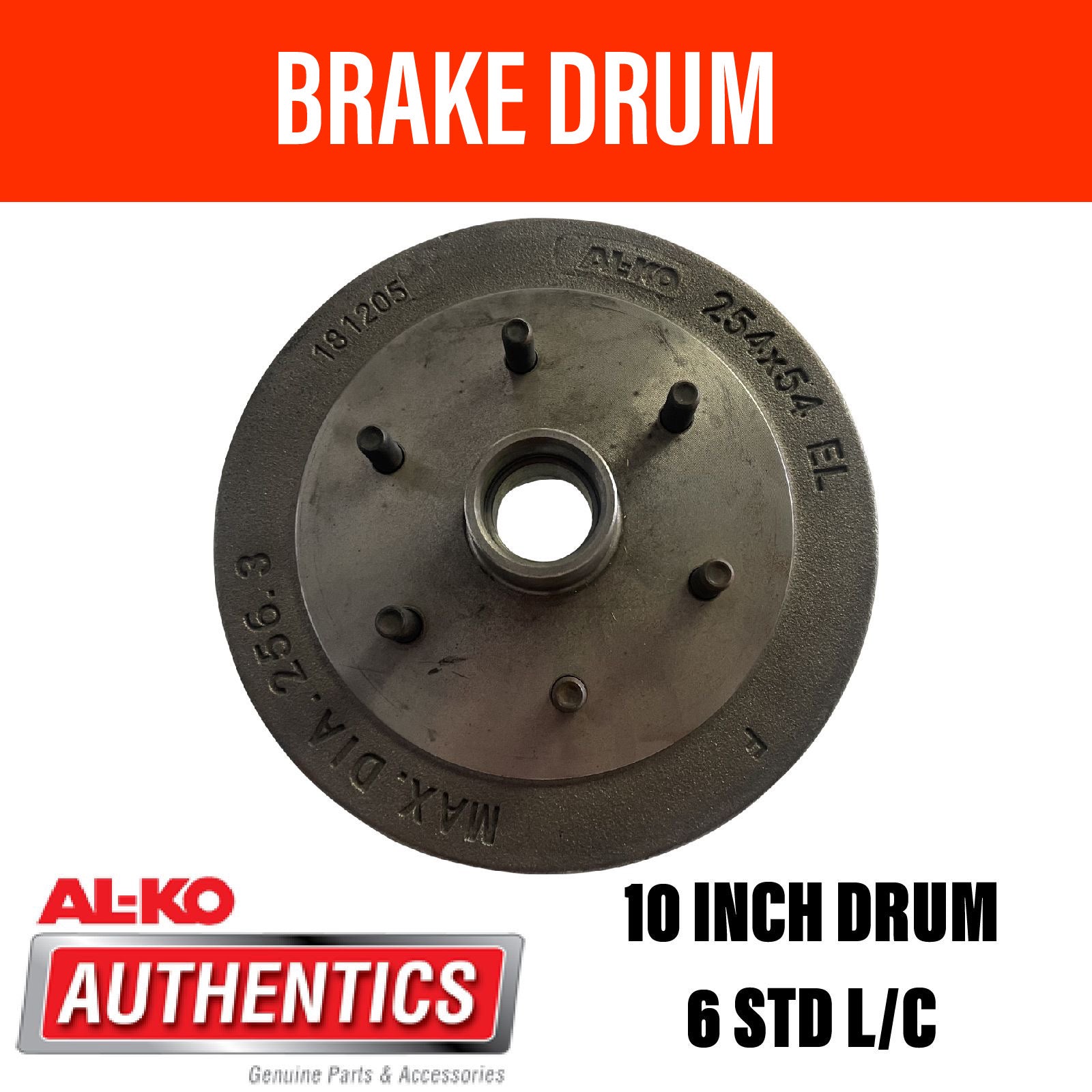 AL-KO 10 Inch 6 Stud Brake Drum