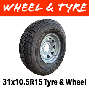 15 INCH GALVANISED WHEEL AND LT TYRE (MULTIPLE SIZES)