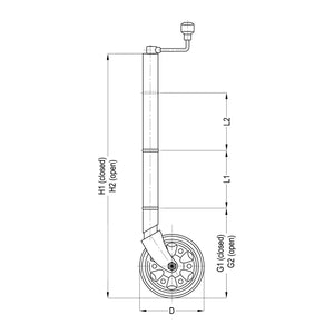 AL-KO 8 INCH PREMIUM Clamp On Jockey Wheel EXTRA LONG