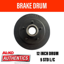 Load image into Gallery viewer, AL - KO 12 Inch 5 Stud Brake Drum Suit 2T Bearings - R&amp;M Trailer Spares429002