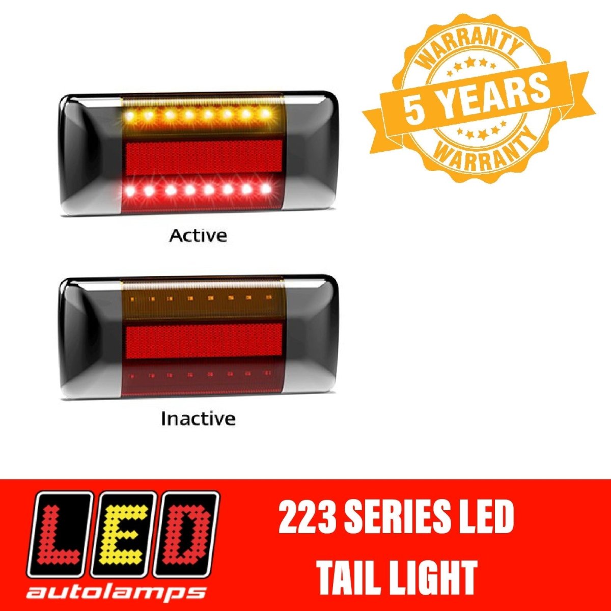 LED Autolamps 223BARM2 Black Cap LED Tail Light Assembly PAIR - R&M Trailer Spares223BARM2