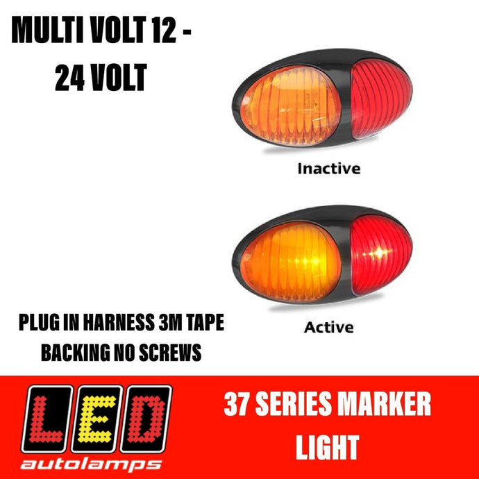 LED AUTOLAMPS Amber/Red Clearance Lamp Easy Fit 3M Tape 5 Year Warranty - R&M Trailer Spares37ARM