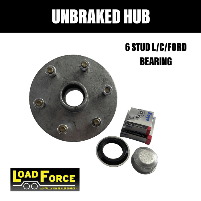 LOADFORCE 6 STUD HUB with Japanese Ford Wheel Bearings - R&M Trailer SparesLF190G